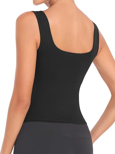 Image of Joviren Crop Tank Tops for Women Workout Cropped Athletic Shirts | 4 Pack Cotton Racerback Yoga Tops