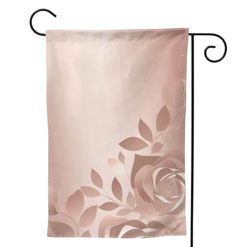 Banderas de jardín, bandera vertical de bienvenida, color oro rosa, banderas de papel pintado de doble cara para jardín, patio, bandera decorativa para todas las estaciones, vacaciones, patio, granja