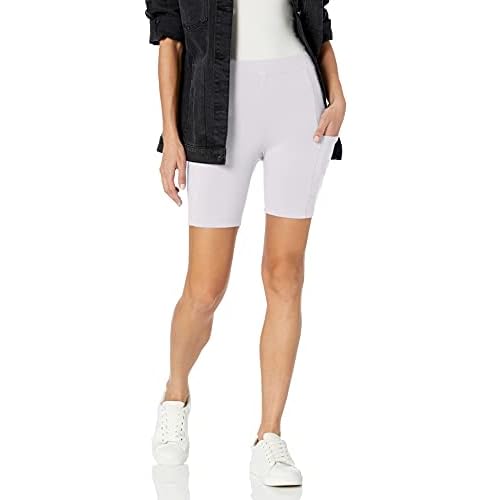 Monrow Women’s Biker Shorts, High Waisted with Side Pocket, for Active Workouts from Yoga to Running