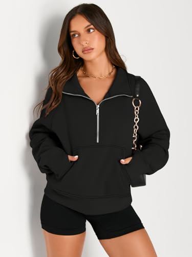 Image of AUTOMET Womens Sweatshirts Half Zip Cropped Pullover Fleece Quarter Zipper Hoodies 2026 Fall Fashion Outfits Clothes