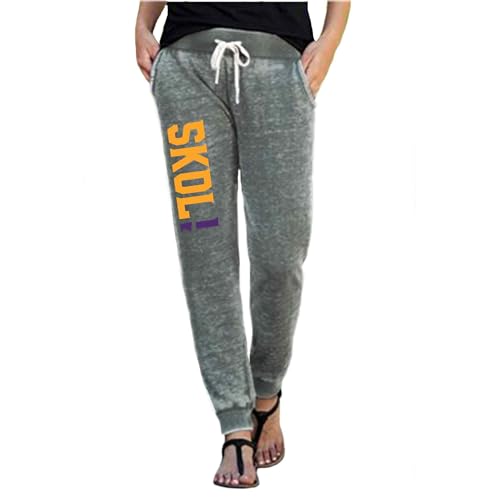 Vikings Pants Joggers Skol Women's Sweats Minnesota Sparkly or Matte Ultra Soft Lightweight Sweatpant, Gray Purple