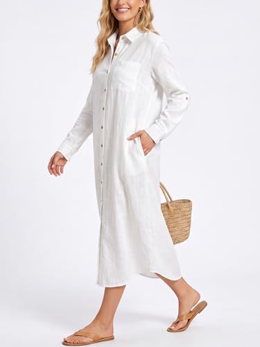 Image of Kuraki Women's Casual Print Button Front Maxi Shirt Dress