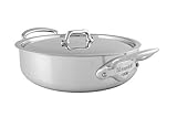 Mauviel M'Urban 28cm/11 lid Cast SS Handle Tri-Ply rondeau, 11 in, brushed stainless steel