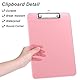 Hnogri Kunststoff-Klemmbrett, Standard A4 Letter Size Klemmbretter für Studenten, Büro und Frauen, Zwischenablage mit Stifthalter und Low Profile Clip, Größe 12,5 x 9 Zoll, (Rosa)