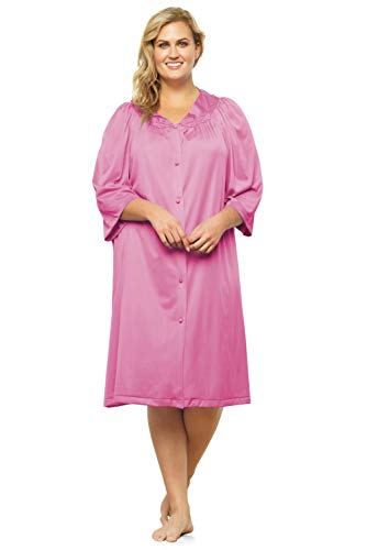 Exquisite Form womens Exquisite Form Women's Button Front Knee Length 10807 Bathrobe, Perfumed Rose, XX-Large Plus