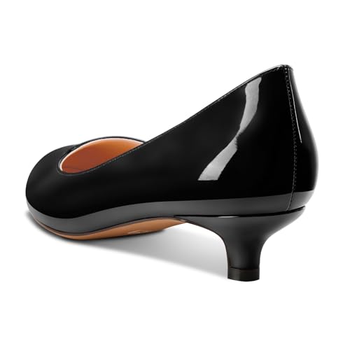 Aachcol Women Round Toe Pumps Kitten Low Heel Slip-on Dress Shoes Office 1.5 Inch4