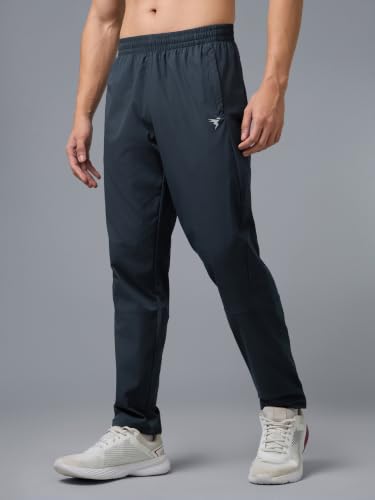 Image of TECHNOSPORT Men's Solid Slim Fit Sports Track Pants with TS LYTRA | Quick-Dry, Moisture-Wicking, UPF 50+ & Odour-Resistant Activewear for Gym, Running & Training