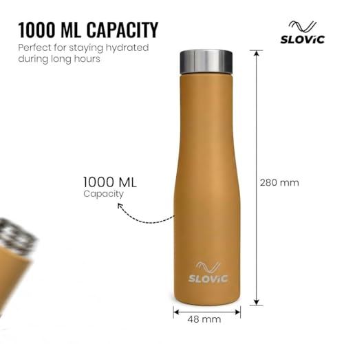 Image of SLOVIC Stainless Steel Water Bottle 1 LTR | 100% BPA Free & Leak-Proof | Sipper Water Bottle for Adults | Sipper Water Bottle for Adults | Ideal for Gym, Sports & Camping