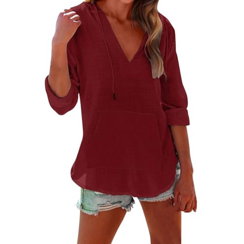 Camiseta deportiva de gran tamaño para mujer holgada con cuello en V