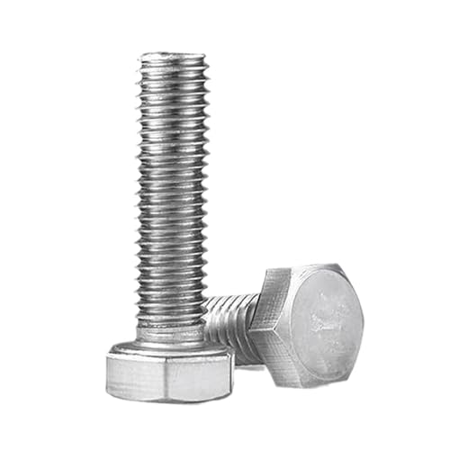 Image of Junter 10pcs M8-1.0 x 50mm Fine Thread Metric Hex Bolts 304 Stainless Steel Hexagon Fully Threaded Screws DIN933