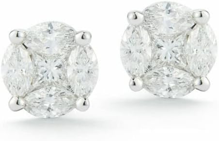 2 CT Marquise Princess Simulated Diamond Stud Earrings 14k White Gold Plated