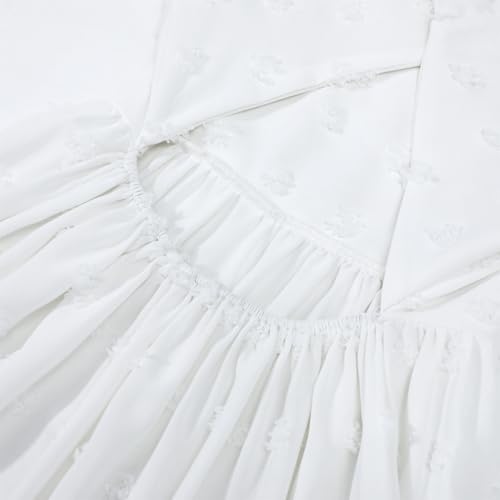 Image of HILEELANG Girls Summer Dress Bow Tie Back A-Line Party Dress for Little Big Girls Short Sleeve Dress with Lining 6-12 Years