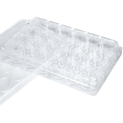LVDALAB 24 Well Bacterial Culture Dishes Tissue Culture Dish Polystyrene Petri Dish with Lids Educational Petri Plates for Lab Science Experiment, Pack of 10,Sterile Cover