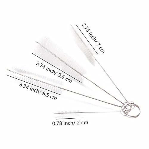 Image of 4 Pack Stainless Steel White Bristle Aquarium Tank Cleaning Brush, Nylon Long Fish Tank Tube Washing Brush Cleaner Clean Tool for Kitchen Sink, Glasses, Drinking Straws, Teapot Brush