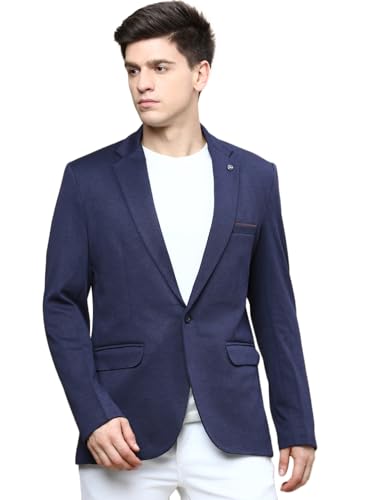 Image of SHOWOFFFF Men Solid Single Breasted Party Blazer | Notched Lapel Full Sleeves Cotton Blazer's for Mens | Slim Fit Regular Length Blazers for Men's