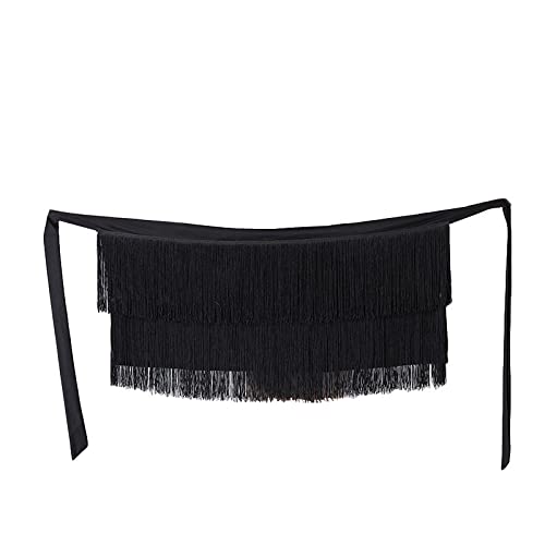 Women's Dance Skirts Ballroom Latin Dance Dress Tango Dance Skirt Apron Tassel Skirt Dance Practice Performance Hip Scarf (Black-Two Tassel) #TOP6