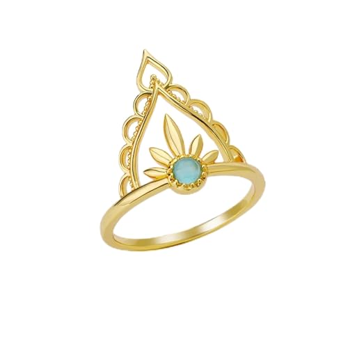 Bijoux couronne opale bleue pour femmes - Anneau minimaliste de prestige pour célébrations