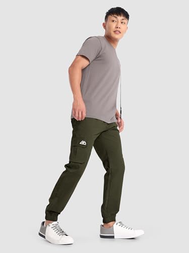 Image of Beyoung Cotton Solid Elastic with Drawstring Cargo Joggers for Men | Regular Fit | 2 Spacious Pockets | Smooth Texture
