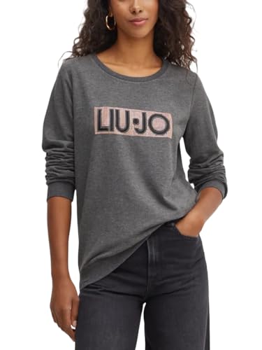 Liu Jo Sudadera cerrada mujer c/strass cuello redondo TF4212, Antracita Melange Oscuro, L
