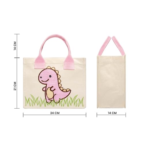Image of Kids Lunch Bag | Cute & Stylish Embroidery Mini Tiffin Bag for Boys & Girls | Cute Cotton Cartoon Design I Picnic Tuition School, Preschool & Playschool | Gift for Birthday