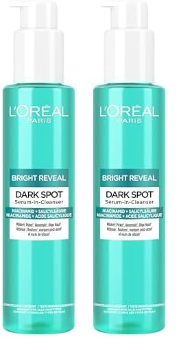 L'Oréal Paris Serum-Cleanser - Reinigt porentief gegen Pigment- & Aknemale, für einen strahlenden Teint, mit Niacinamid & Salicylsäure, Bright Reveal Dark Spot Serum-in-Cleanser, 150 ml