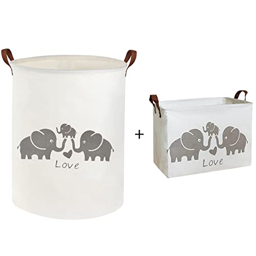 Image of HIYAGON Baby Laundry Basket Baby Elephant Hamper Rectangular Storage Box for Organizing Toys,Nursery Basket,Clothing,Books, Gift Baskets