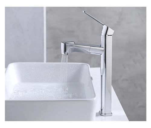 Grifo monomando negro de caño alto con acabado cuadrado minimalista para baño premium 5