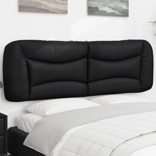Qnhdfrt Cabecero Hvar negro 170 x 48 cm piel sintética moderno diseño ondulado con acolchado de polipropileno duradero montado en la pared para colchones de 160 cm