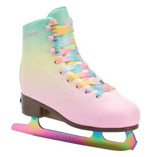ATTABO OLI Kinder Eiskunstlauf-Schlittschuhe, verstellbar, Multicolor – Edelstahl-Figurkufe mit Toe