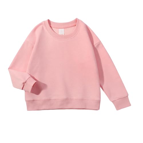 Kids Boys Girls Crewneck Sweatshirts Cotton Casual Solid T-Shirt Pullover Tops Long Sleeve Sport Jumper