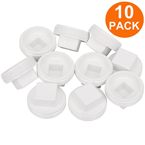 10Pack 2 Inch PVC Male Threaded Pipe End Cap SCH40 PVC Pipe Male Thread Plug 2\" PVC NPT Male End Cap Adaptor, PVC Cleanout End Cap Plug, PVC NPT Male Plug Pipe Fitting for Plumbing Water Line - Thumbnail 3