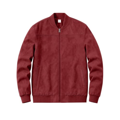 Winter Jackets for Men Suede Bomber Jacket Full Zip Stand Collar Top | Zipper Closure, Ribbed Cuffs & Hem, Side Pockets, Soft Warm, Casual Outdoor, Daily Wear, Fall Winter, Spring Fall - image 7