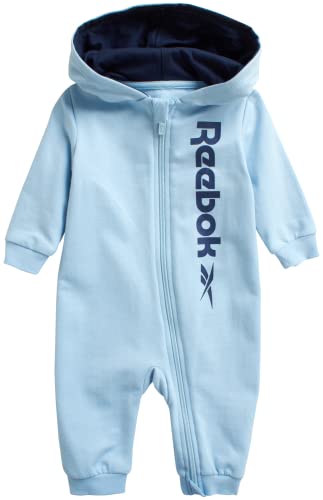 Image of Reebok Baby Boys’ Sweatshirt Bodysuit - Fleece Romper Bodysuit - One Piece Sweatsuit Coveralls: Newborn/Infant (0-9M)
