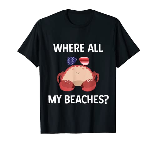 Funny Fourth of July Camisa Beach Please Crab American Flag Camiseta