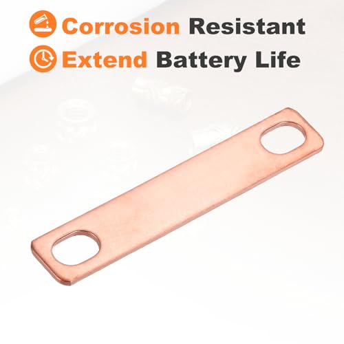 QUARKZMAN 8 Stück Sammelschienen-Verbinder, Rastermaß 2(50mm) Rote Kupfer Flach-Sammelschiene Für LiFePO4 Zellen Lithium-Batterie Sammelschienen-Verbinder, Rotes Kupfer
