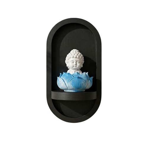 Image of eCraftIndia White Lord Buddha Idol in Blue Lotus Base | Baby Buddha Statue for Car Dashboard Office Home Decor | Gift for Diwali Housewarming Birthday