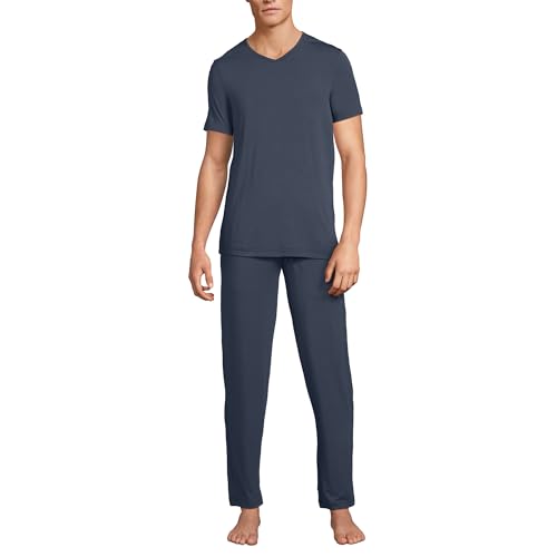 Lands' End Men's Short Sleeve Cooling Knit V-Neck Pajama Set