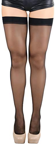 Image of ToBeInStyle Women's Seamless Thigh High Nylon Stocking With Opaque Band