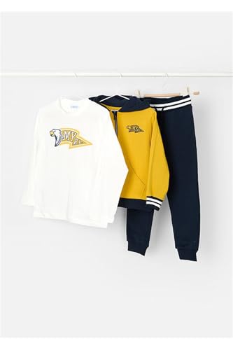 Mayoral 4878 – Chándal de 3 piezas con sudadera de manga larga a juego y pantalón amarillo polen 70