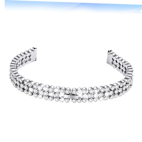 FRCOLOR Silver Rhinestone Replacement Watchband for Durable Strap with Sparkling Rhinestones Elegant Design for4