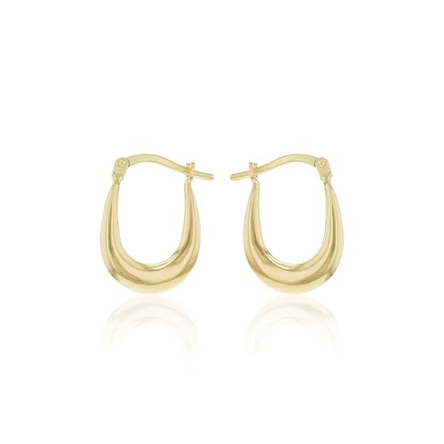 Boucles d'oreilles créoles coniques ovales bijoux plaqué or 9k