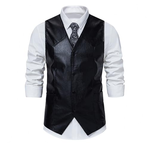 Gilet en cuir léger coupe confort col en V pour homme