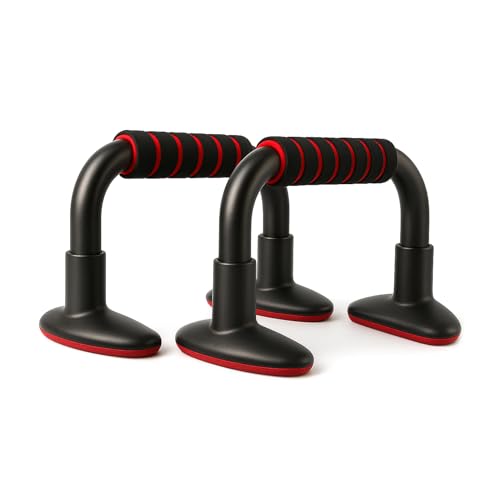 Endless EL1042 Push Up Stands With Foam Handle | Blank and Red | Material : Steel, Plastic | For Upper Body Workouts with Comfortable Foam Grip and Non-Slip Bars and Less Wrist Strain