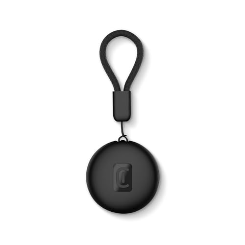 Cellularline Tracy Tag Negro para Android, Mini Rastreador Inteligente con App Encontrar mi Dispositivo de Google, Compatible con Accesorios AirTag, Batería Reemplazable