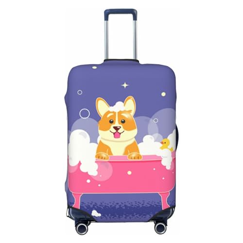 Dog Washes In A Pink Bath Luggage Cover Protector Anti-Scratch Washable Fits 18-32 Inch Luggage-Small
