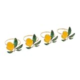 SHINEOFI Juego de 4 Servilleteros de Limón para Fiesta Anillos para Servilletas Decorativos de Mesa Diseño Rústico Resina Duradera Color Amarillo Vibrante Adecuado para Bodas y Cenas