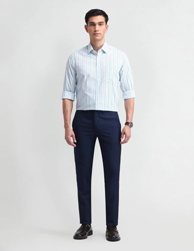Image of Arrow Men Slim fit Cotton Striped Long Sleeves Cutaway Collar Shirt