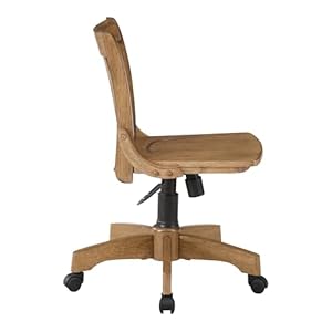 Osp home furnishings deluxe armless wood bankers desk chair with adjustable height locking tilt and heavy duty base fruitwood  urban country home decor