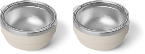 Image of YETI Rambler Bowl, Vacuum Insulated, Stackable and Nestable Stainless Steel Bowl with Lid, 1 Quart, Cape Taupe (Pack of 2)