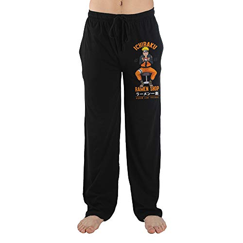 Bioworld Naruto Anime Cartoon Mens Black Lounge Wear Pants
